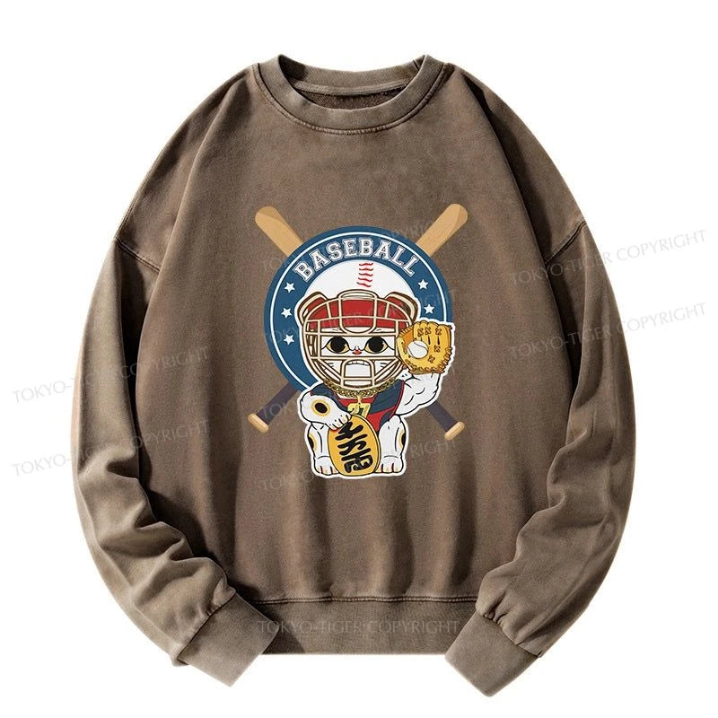 Tokyo-Tiger Janpaese Baseball Cat Washed Sweatshirt