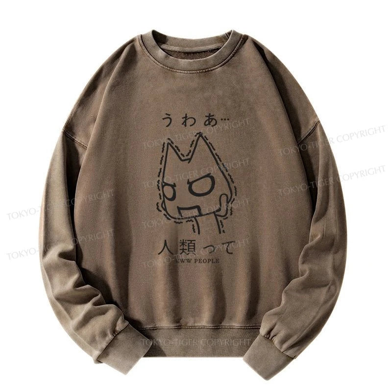 Tokyo-Tiger Japanese Eww People Washed Sweatshirt