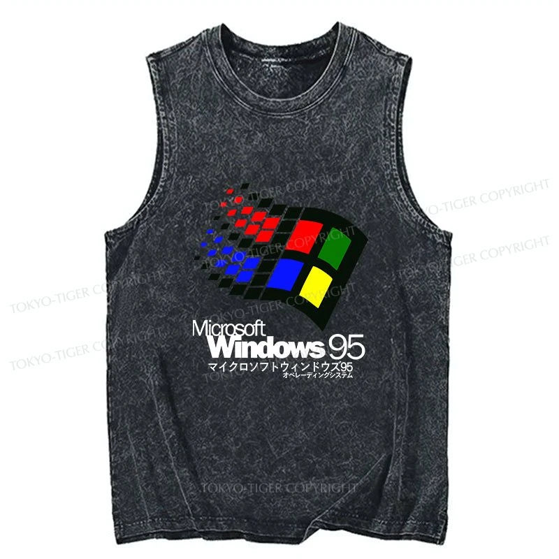 Tokyo-Tiger Windows 95 Logo Washed Tank