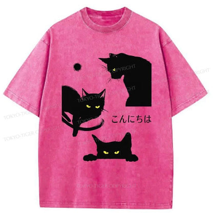 Tokyo-Tiger Three Cute Cats Washed T-Shirt