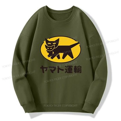 Tokyo-Tiger Black Cat Transport Pattern Japanese Sweatshirt