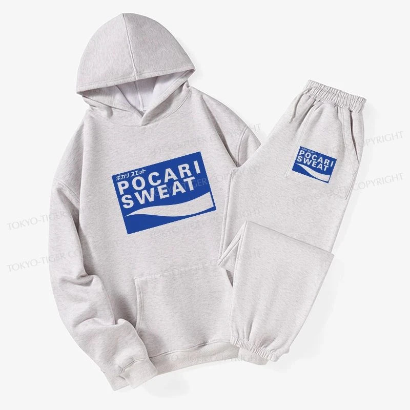 Tokyo-Tiger POCARI SWEAT Logo Fleece Lined Hoodie Set