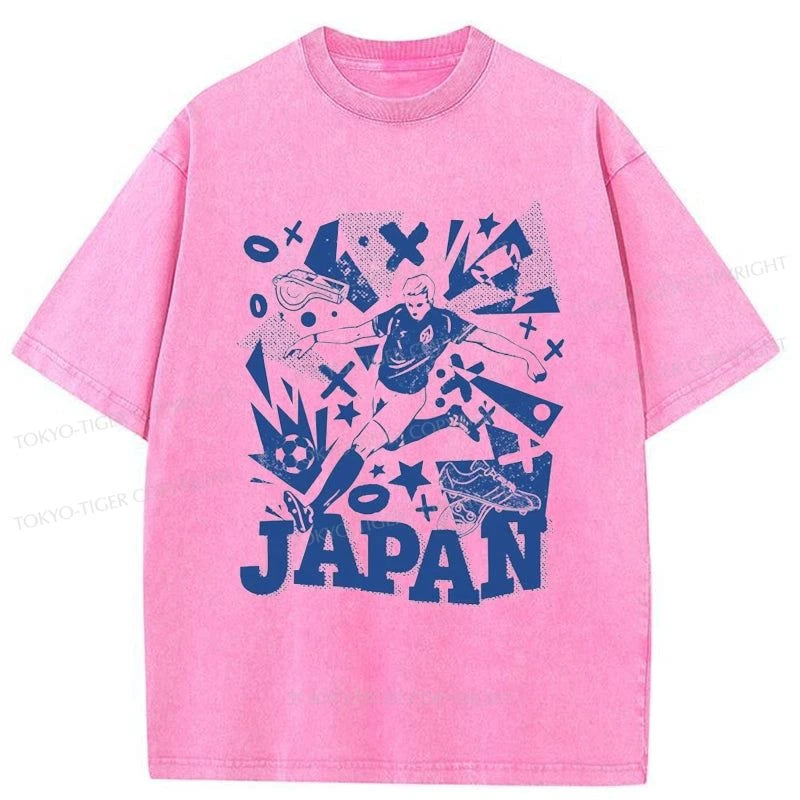 Tokyo-Tiger Japanese Football Retro Soccer Washed T-Shirt