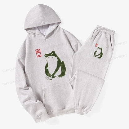 Tokyo-Tiger Woodblock Print Frog Fleece Lined Hoodie Set