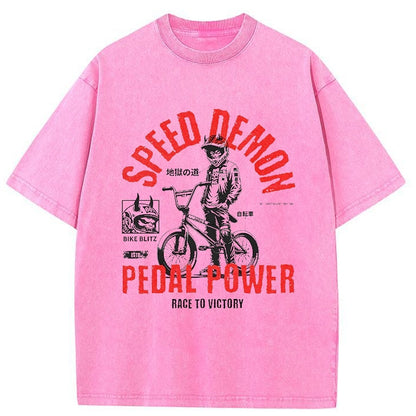 Tokyo-Tiger Speed Demon Bicycle Washed T-Shirt