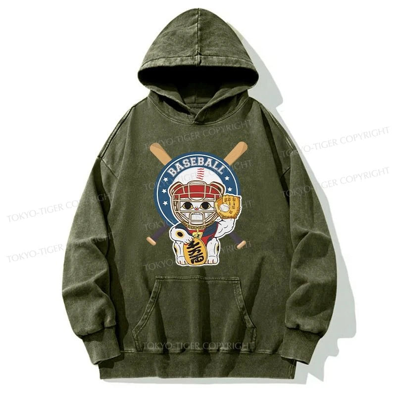 Tokyo-Tiger Janpaese Baseball Cat Washed Hoodie