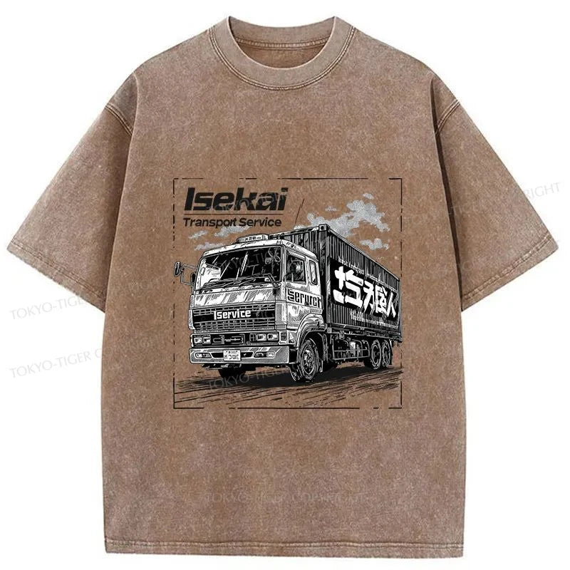 Tokyo-Tiger Isekai Transport Service Japanese Washed T-Shirt