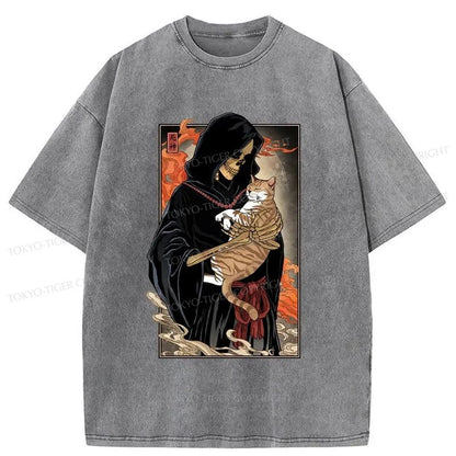 Tokyo-Tiger Kind Death And The Cat Washed T-Shirt