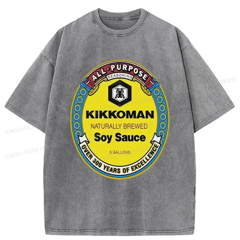 Tokyo-Tiger Kikkoman Soy Sauce Logo Washed T-Shirt