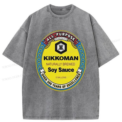 Tokyo-Tiger Kikkoman Soy Sauce Logo Washed T-Shirt