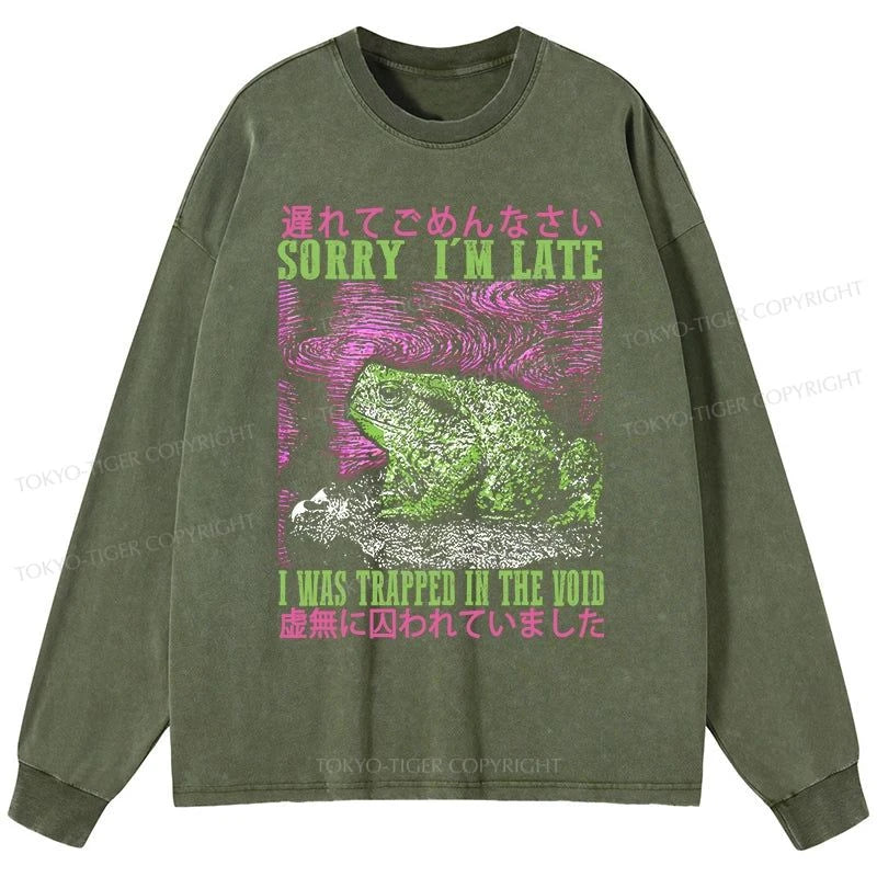 Tokyo-Tiger A Frog In Distress Japanese Washed Long Sleeve T-Shirt