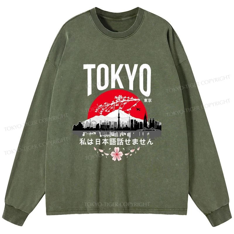 Tokyo-Tiger I don’t speak Japanese Washed Long Sleeve T-Shirt