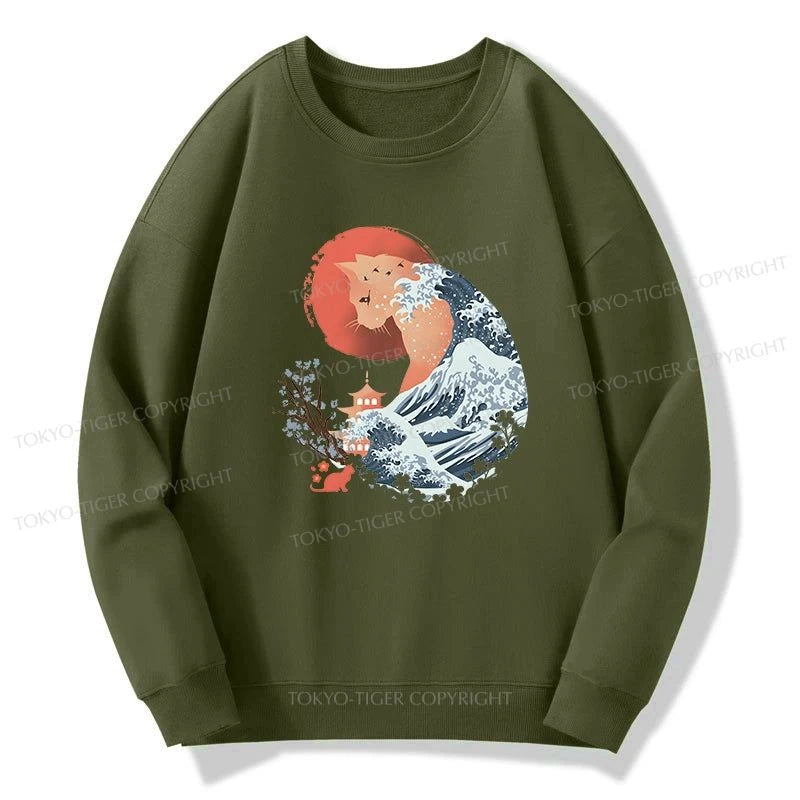 Tokyo-Tiger Spirit Cat Wave Japan Sweatshirt