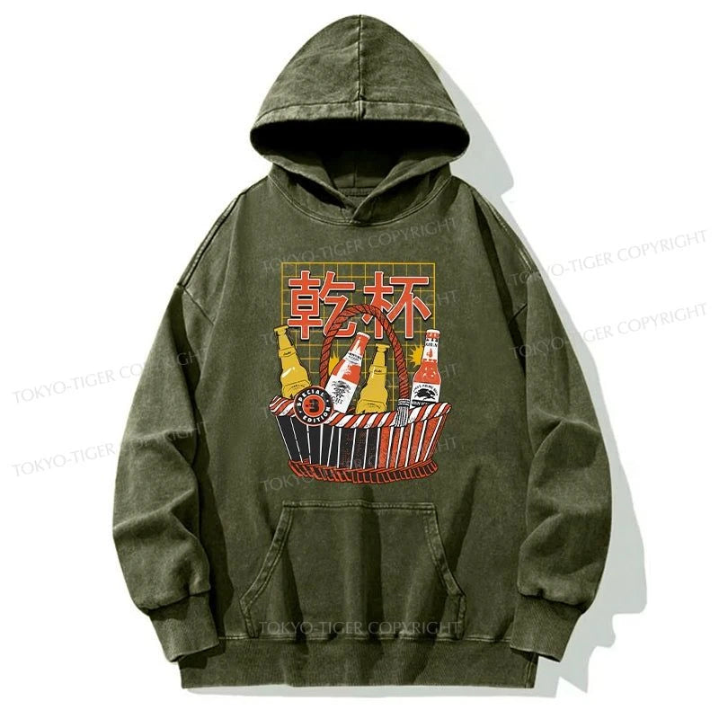 Tokyo-Tiger Have A Beer Together Washed Hoodie