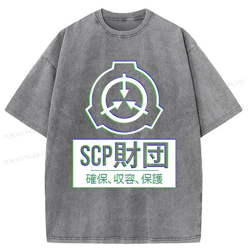 Tokyo-Tiger SCP Foundation Logo Washed T-Shirt