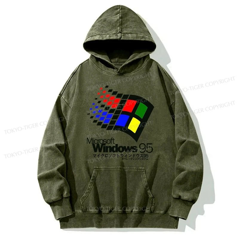 Tokyo-Tiger Windows 95 Logo Washed Hoodie