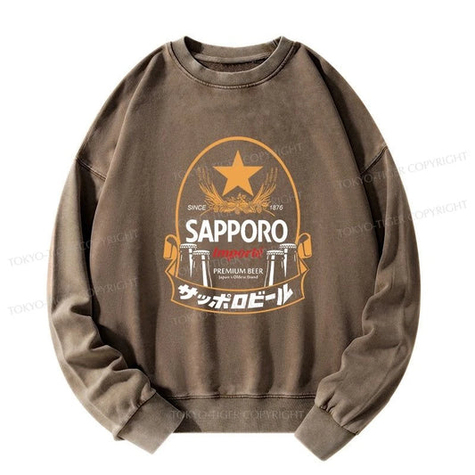 Tokyo-Tiger Sapporo Beer Japanese Memorabilia Washed Sweatshirt