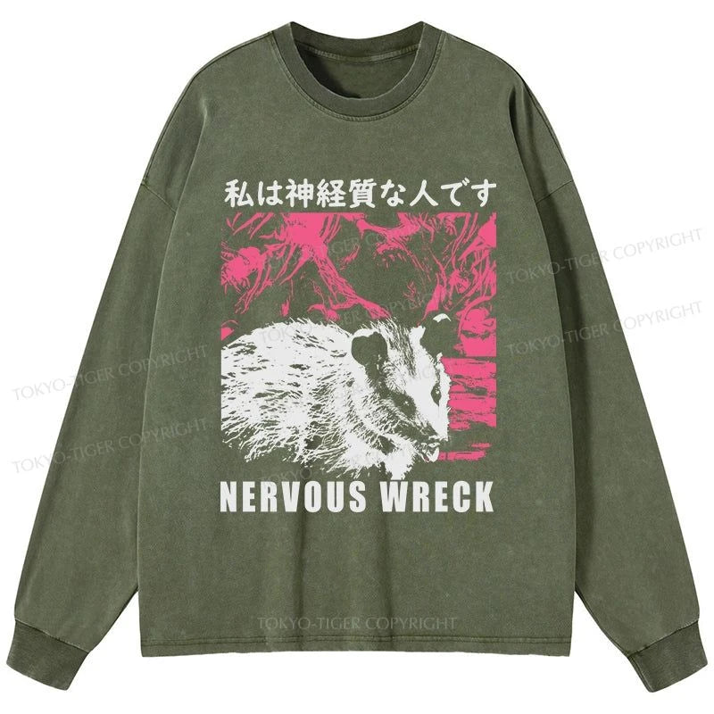 Tokyo-Tiger Nervous Wreck Washed Long Sleeve T-Shirt