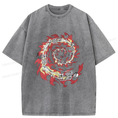 Tokyo-Tiger Skeleton Fire Washed T-Shirt