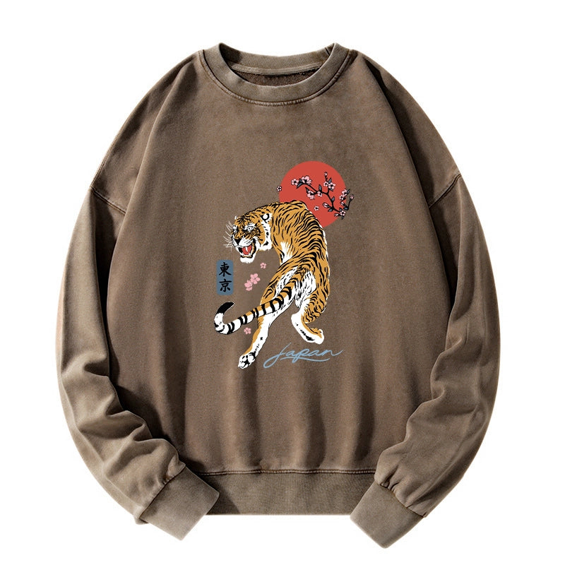 Tokyo-Tiger Tiger Blossom Japanese Sakura Washed Sweatshirt