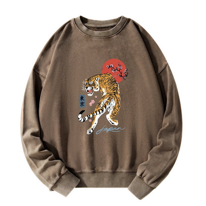 Tokyo-Tiger Tiger Blossom Japanese Sakura Washed Sweatshirt