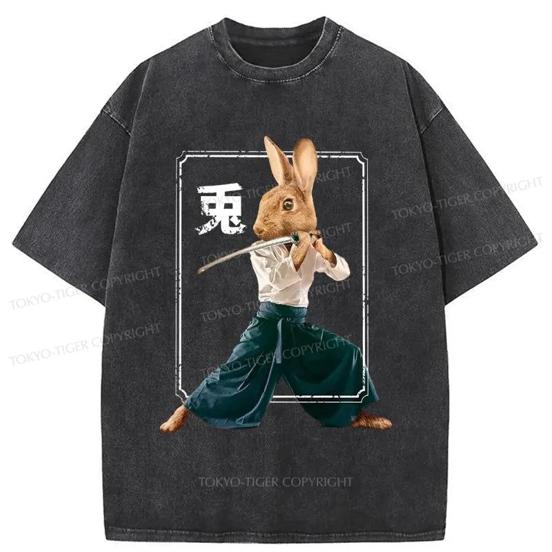 Tokyo-Tiger Japanese Rabbit Ninja Washed T-Shirt