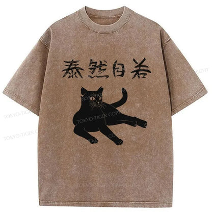 Tokyo-Tiger Cozy Cat Japanese Washed T-Shirt