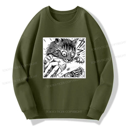 Tokyo-Tiger Creepy Cat Anime Horror Anteater Sweatshirt