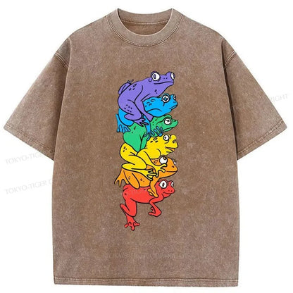 Tokyo-Tiger LGBT Frog Japanese Washed T-Shirt