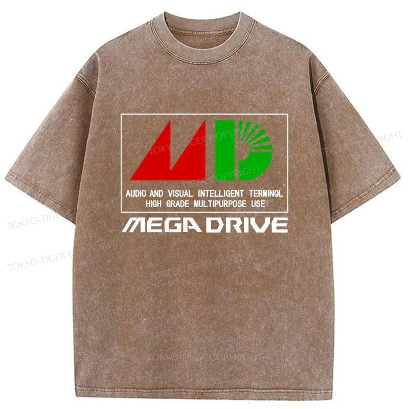 Tokyo-Tiger Mega Drive MDJP Logo Washed T-Shirt