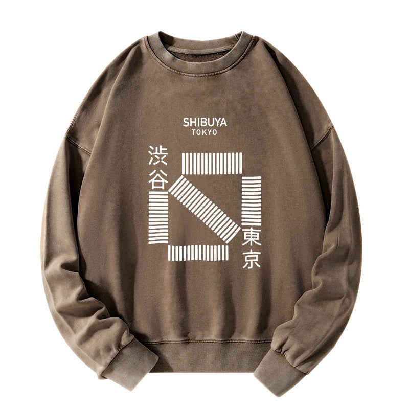 Tokyo-Tiger Japanese Shibuya Crossing Washed Sweatshirt