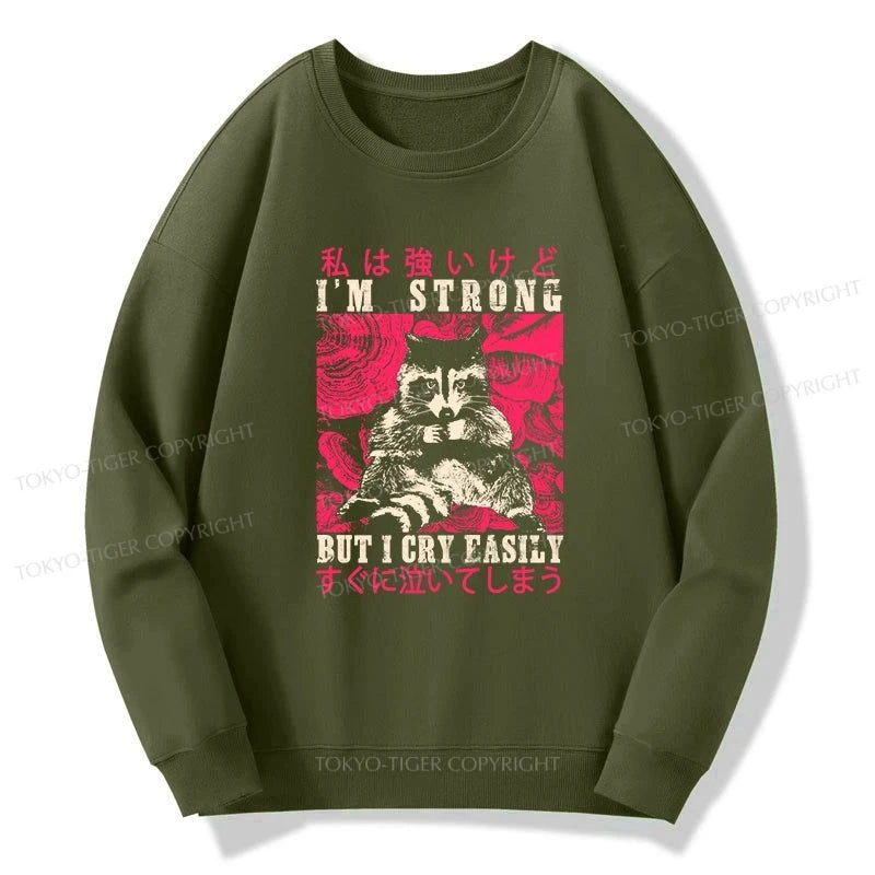 Tokyo-Tiger I Am Strong Raccoon Sweatshirt