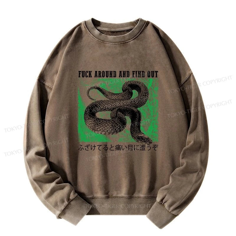 Tokyo-Tiger Cold And Heartless Snake Washed Sweatshirt