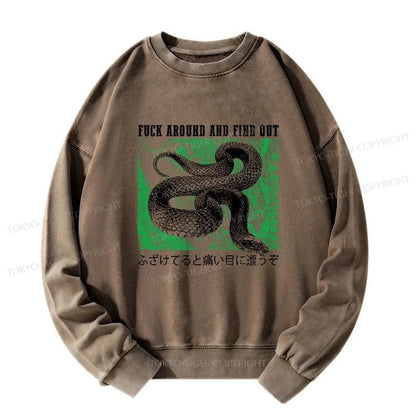 Tokyo-Tiger Cold And Heartless Snake Washed Sweatshirt