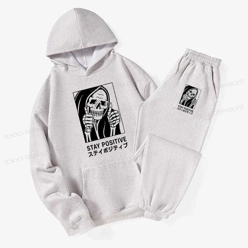 Tokyo-Tiger Stay Positive Skeleton Fleece Lined Hoodie Set