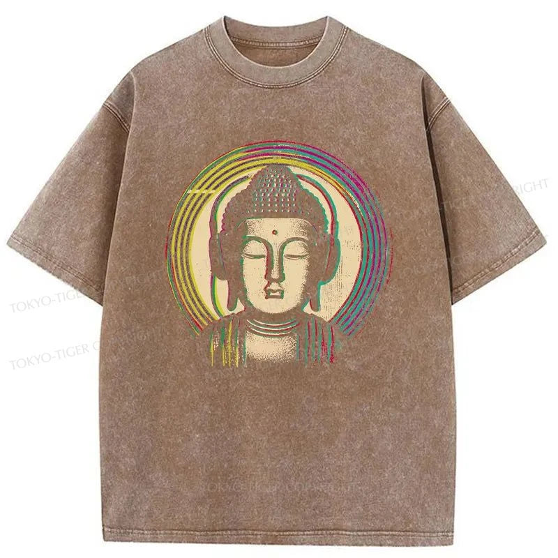 Tokyo-Tiger Buddha With Headphones Washed T-Shirt