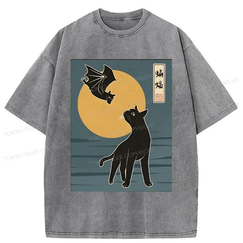 Tokyo-Tiger The Cat With Batty Washed T-Shirt