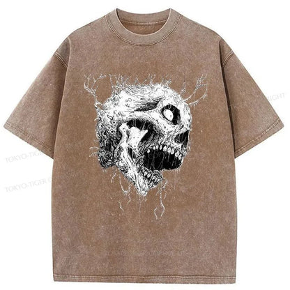 Tokyo-Tiger Terrifying Skull Japan Washed T-Shirt