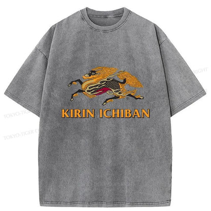 Tokyo-Tiger Japanese Kirin Beer Logo Washed T-Shirt