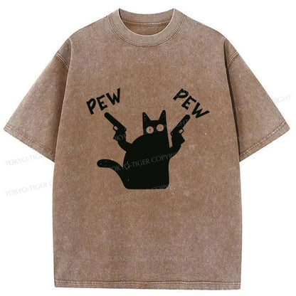 Tokyo-Tiger Cat With The Pistol Washed T-Shirt