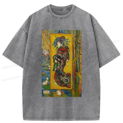 Tokyo-Tiger Vincent Van Gogh Painting Japan Washed T-Shirt