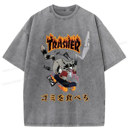 Tokyo-Tiger Skate Fast Eat Trash Washed T-Shirt