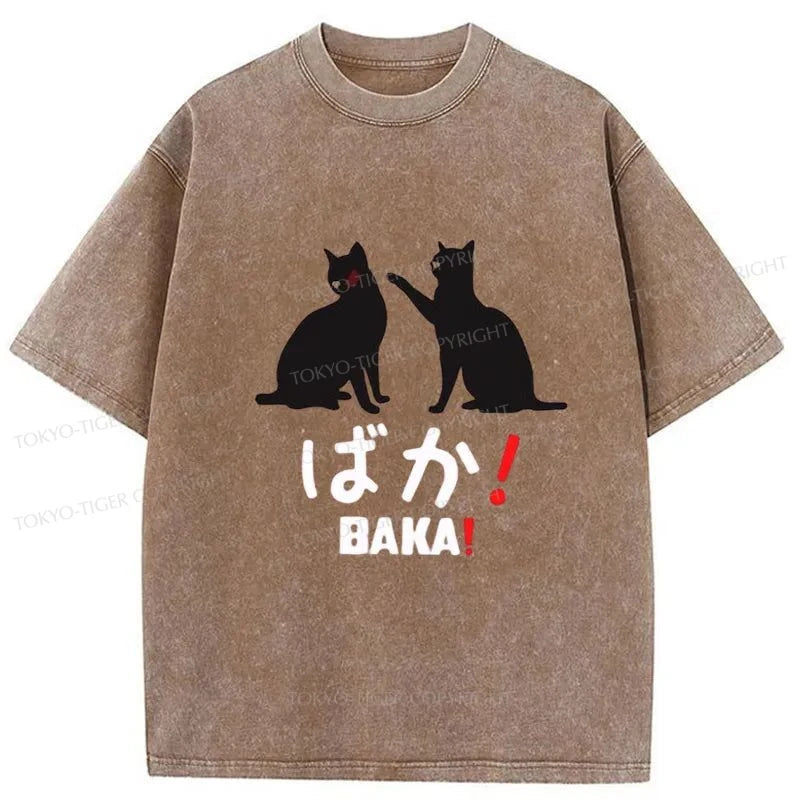 Tokyo-Tiger Funny Japanese Cat Washed T-Shirt