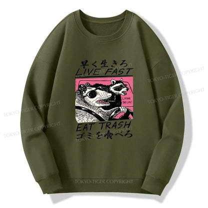 Tokyo-Tiger Live Fast Eat Trash Sweatshirt