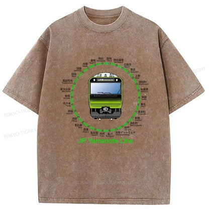 Tokyo-Tiger JR Yamanote Line Train Washed T-Shirt