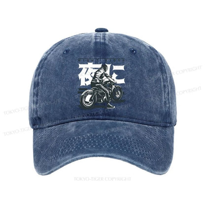 Tokyo-Tiger Motorcyclist Japanese Night Rider Washed Cap