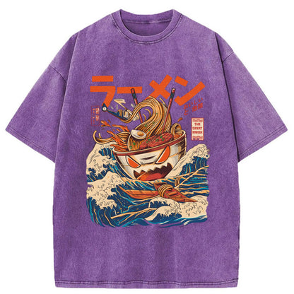 Tokyo-Tiger The Great Wave Ramen Yokai Washed T-Shirt