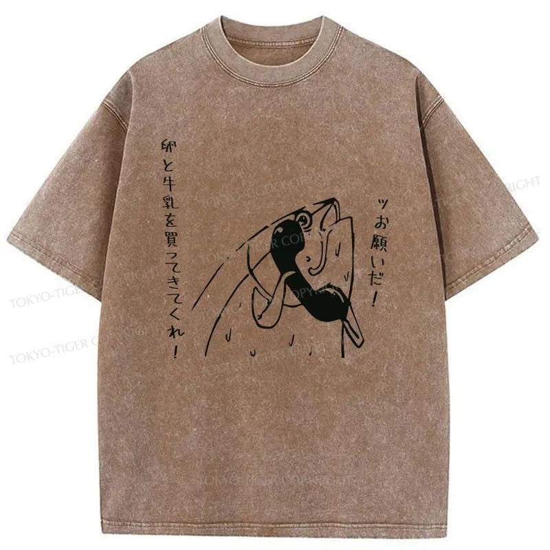 Tokyo-Tiger A Fish On The Phone Washed T-Shirt