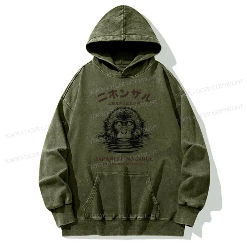 Tokyo-Tiger The Macaque Monkey In The Bath Japanese Washed Hoodie