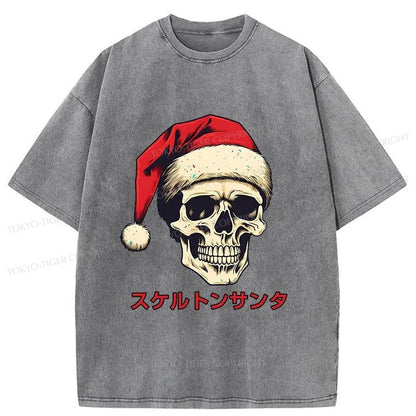 Tokyo-Tiger Skeleton Santa Claus Japanese Washed T-Shirt